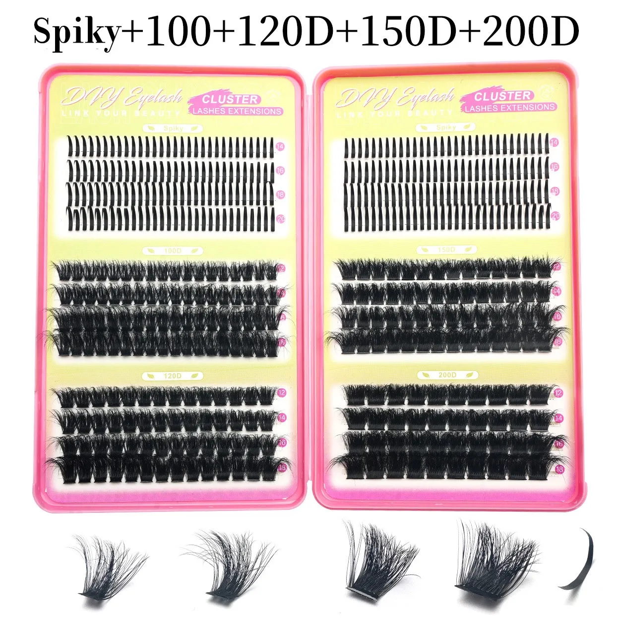 BOOK.B DIY Lash Clusters Spiky 60D 80D 100D 120D Mixed D Curl Individual Eyelash Extensions Soft Fluffy Wispy Reusable Faux Mink Cluster Lashes for At Home Lash Extension(Image1)