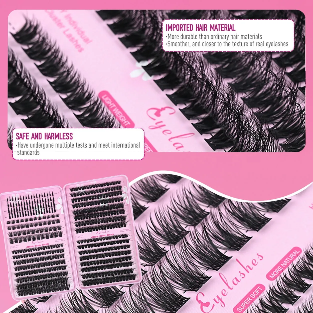 BOOK.C DIY Cluster Lash Extension Kit 4 Styles Individual Lash Clusters Book Spiky T50 60D 80D 100D Reusable Wispy Fluffy False Eyelashes Beginner Friendly At Home Lash Extensions(Image2)
