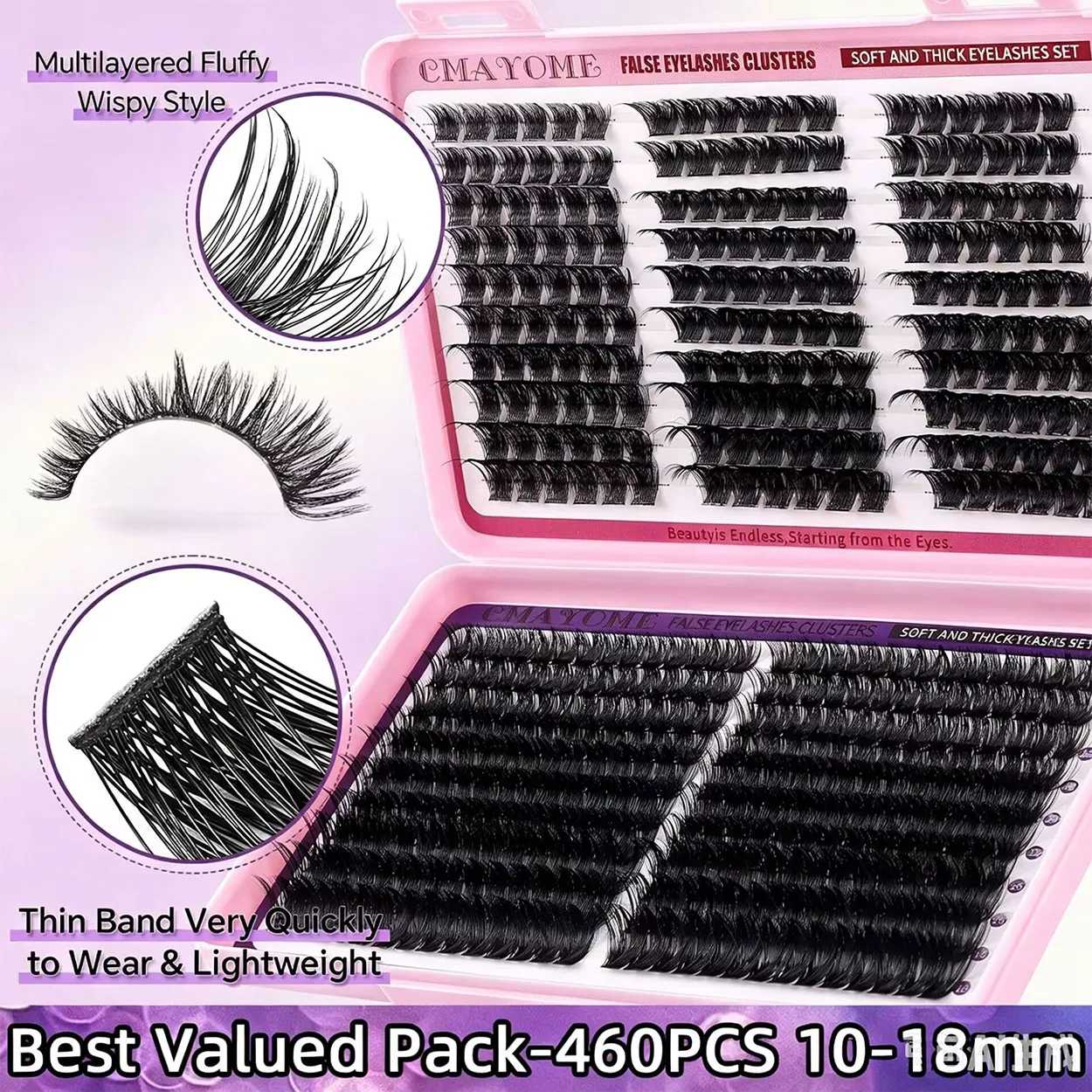 BOOK.D DIY Cluster Eyelash Extension Kit 80D 100D Individual Lash Clusters 3 Styles Wispy Fluffy Volume Reusable False Eyelashes Beginner Friendly At Home Lash Extensions(Image2)