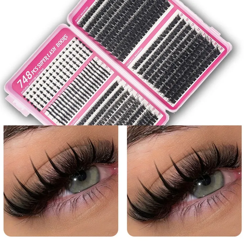 BOOK.E Lash Book DIY Cluster Eyelashes Individual Lash Extensions 5 Styles Natural Wispy Fluffy Dramatic Reusable Eyelash Clusters with Bottom Lashes Mixed Length 10-16mm Soft Cotton Band At Home Self Apply Lash Kit for Daily Party Wear(Image2)