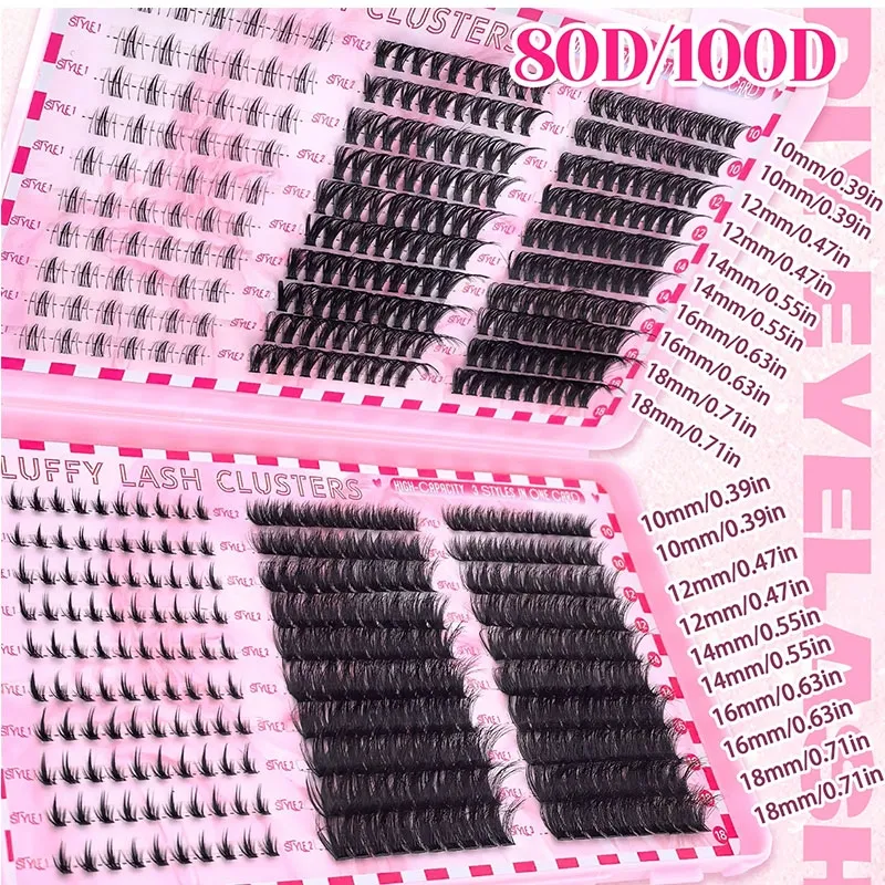 BOOK.G Fluffy Lash Clusters Lash Book 6 Styles Individual Eyelash Extensions Wispy Dramatic Thick Volume Reusable Cluster Lashes Mixed Length 10-18mm Soft Band At Home DIY Lash Kit for Beginners Daily Party Wear(Image1)