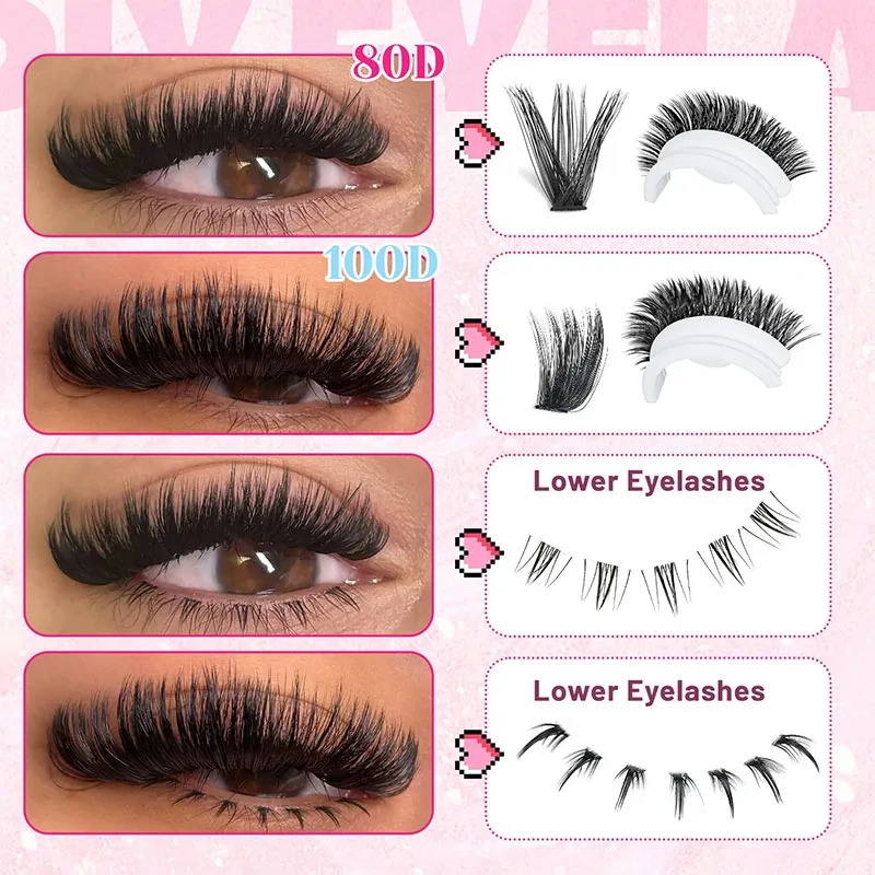 BOOK.G Fluffy Lash Clusters Lash Book 6 Styles Individual Eyelash Extensions Wispy Dramatic Thick Volume Reusable Cluster Lashes Mixed Length 10-18mm Soft Band At Home DIY Lash Kit for Beginners Daily Party Wear(Image2)