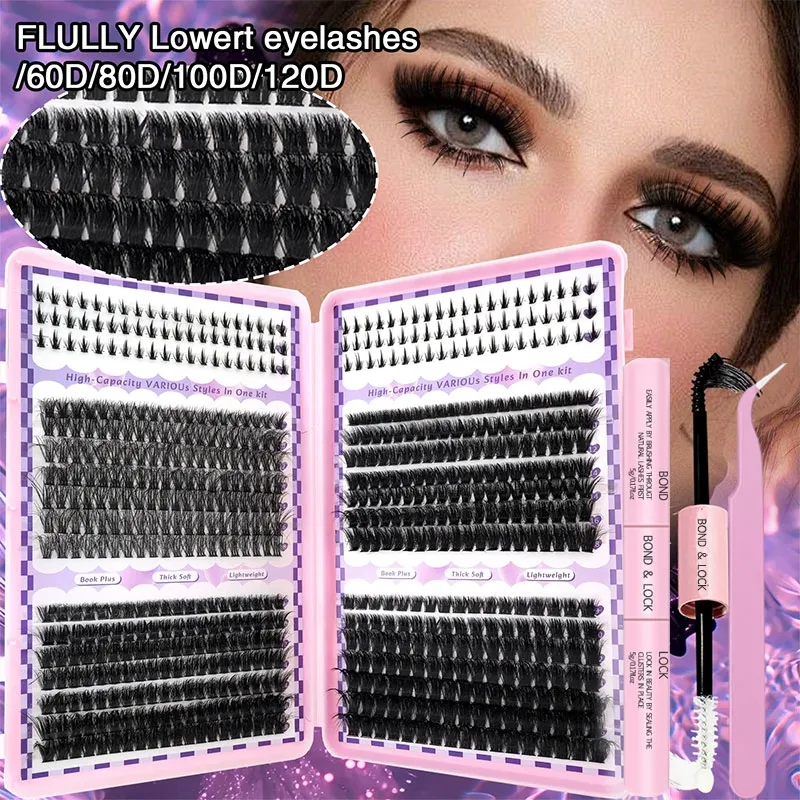 BOOK.H Large Capacity Lash Book DIY Cluster Eyelash Extension Kit 60D 80D 100D 120D Mixed Densities Natural Manga Wispy to Dramatic Volume Reusable Individual False Eyelashes for Beginners At-Home Self Application(Image1)