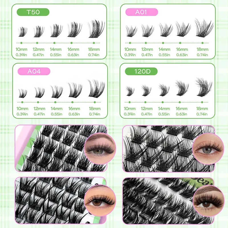 BOOK.I Large Capacity Lash Book Mixed Styles DIY Cluster Eyelash Extension Kit T50 A01 A04 120D Fluffy Volume Dramatic Manga Lashes Individual False Eyelashes Beginner Friendly Long Lasting Reusable for At-Home Use(Image2)