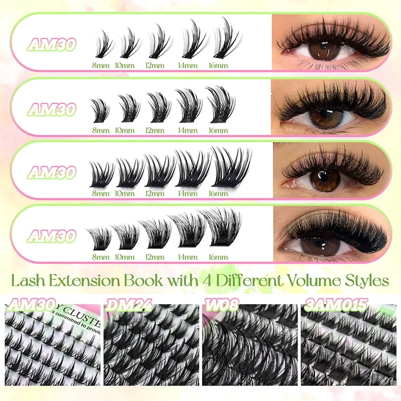 BOOK.L Large Capacity 2-in-1 Mixed Lash Book Individual Cluster Eyelash Extensions & Wide-Band Strip False Lashes AM30 DM24 W08 3AM015 Natural Manga to Dramatic Volume Beginner Friendly Quick Application Long Lasting Reusable At-Home Use(Image2)