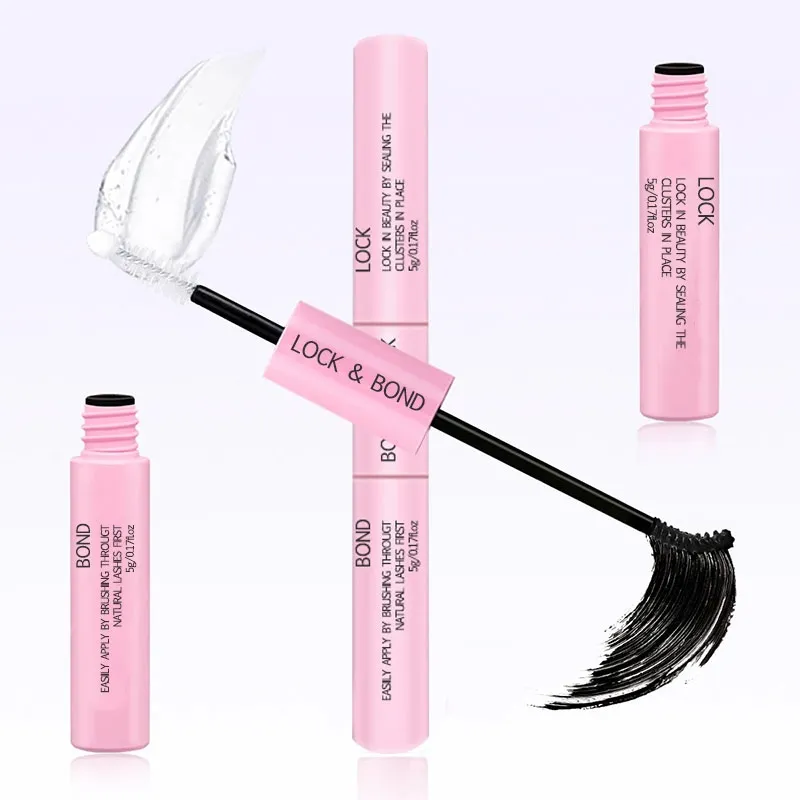 BLACK/WHITE 2 in 1 Lash Bond and Seal DIY Eyelash Extension Glue Long Lasting Waterproof Sweatproof Gentle Non-Irritating Sensitive Eyes Friendly Beginner Friendly Individual Cluster Lash Adhesive Sealant(Image1)