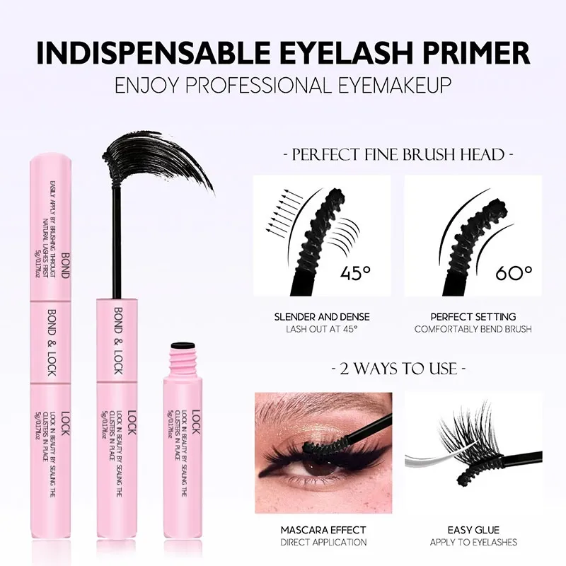 BLACK/WHITE 2 in 1 Lash Bond and Seal DIY Eyelash Extension Glue Long Lasting Waterproof Sweatproof Gentle Non-Irritating Sensitive Eyes Friendly Beginner Friendly Individual Cluster Lash Adhesive Sealant(Image2)