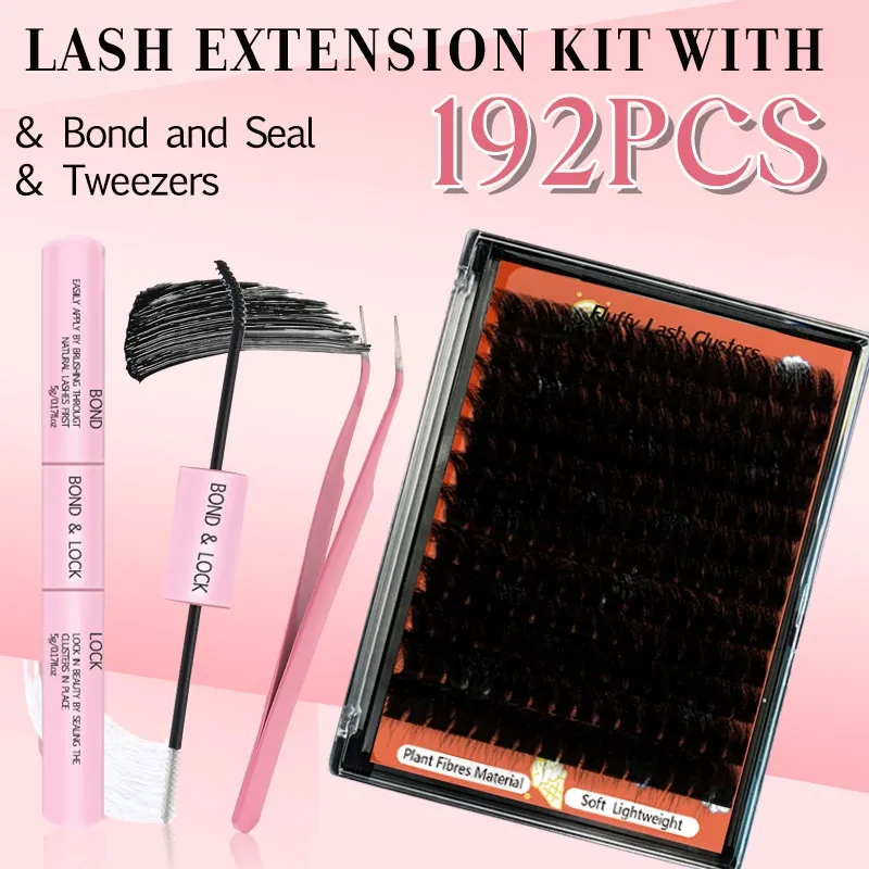 200D MAX (14mm-24mm) Fluffy Lash Clusters Natural Dense Volume, Plant Fiber Soft Lightweight Individual Eyelashes, DIY At Home Lash Extensions Easy to Apply for Beginners, Everyday Wear Realistic Fake Eyelashes for Natural & Glam Looks(Image1)